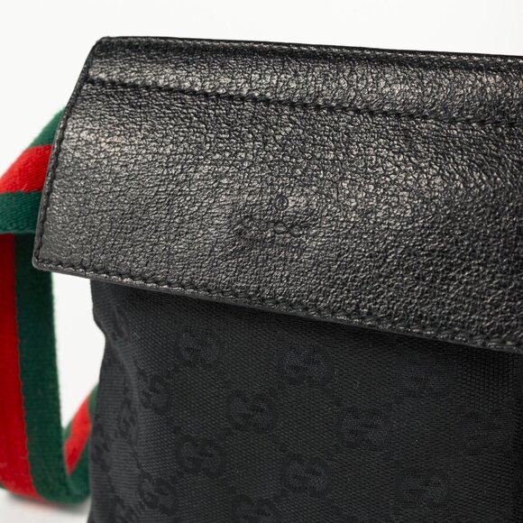 Gucci Black GG Canvas Leather-Trim Belt Bag - Picture 8 of 13